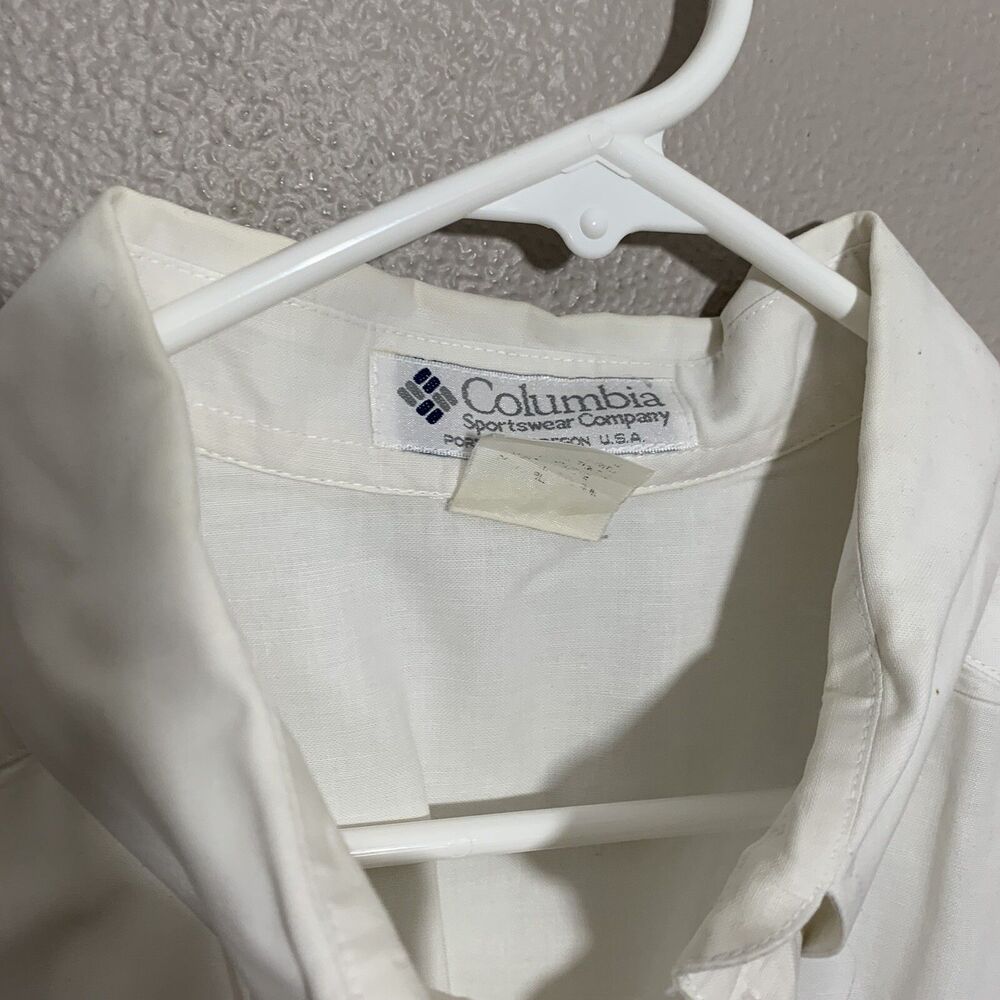 Vtg Columbia Fish Embroidered Shirt Button Front Short Sleeve Sz 2XL USA Lure - Picture 7 of 8